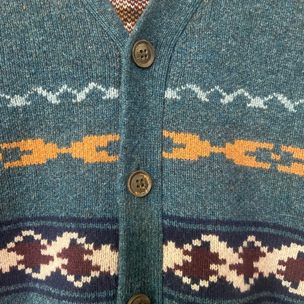 Pendleton Teal And Multicolor Patterned Cardigan - image 7